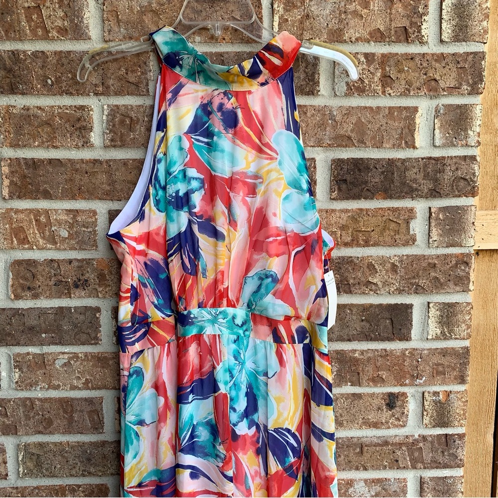 Women's Floral Halter Maxi Dress - Multicolor - Picture 2 of 9